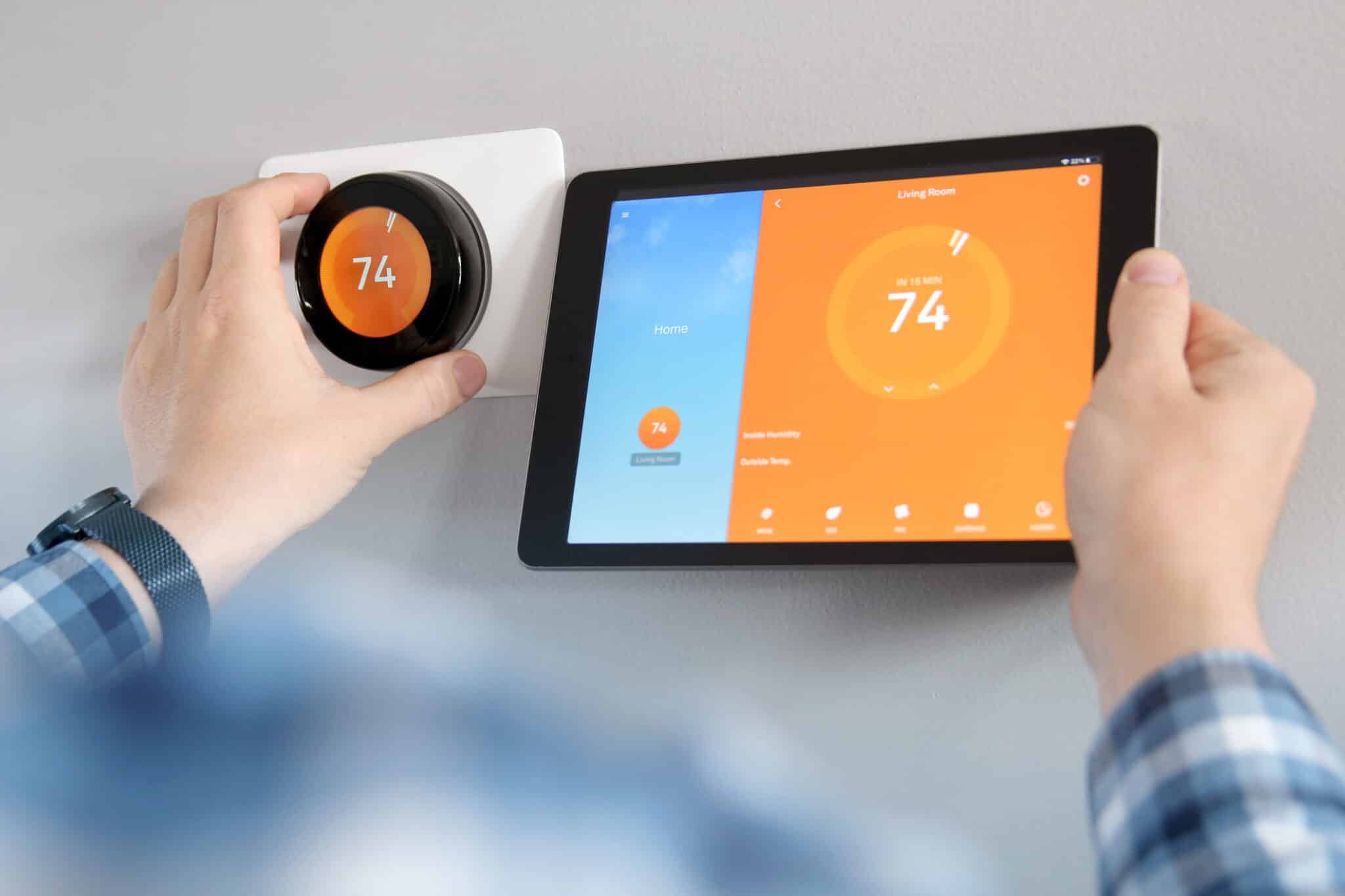 HVAC system upgrades with smart thermostat.
